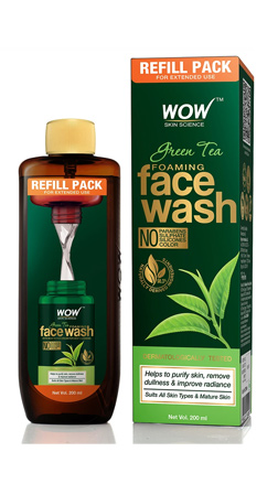 WOW Skin Science Green Tea Foaming Face Wash with the Refill Pack