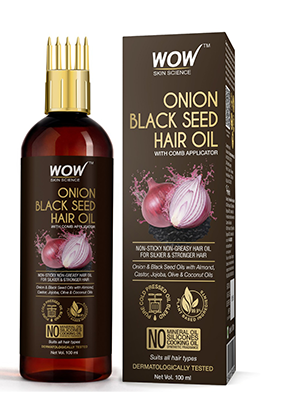 wow skin science Onion Hair Oil For Scalp with comb applicator